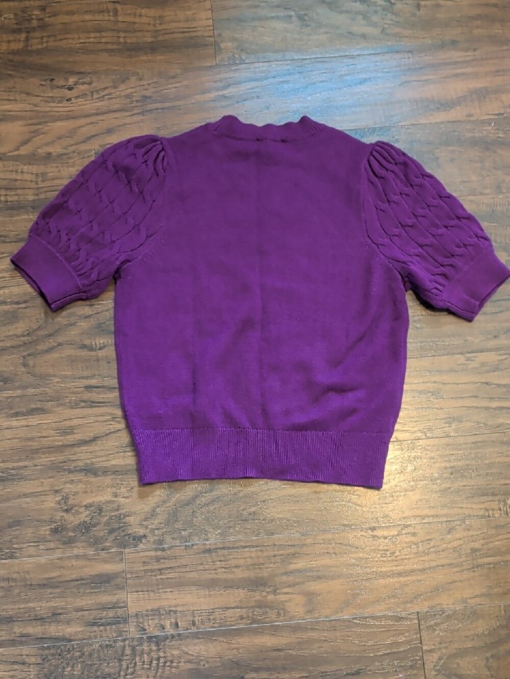 Ann Taylor Purple Cable-Knit Short-Sleeve Sweater - Picture 5 of 5